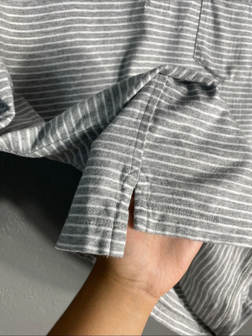J.Crew Slub Cotton Striped Polo Shirt Men's L Gray Short Sleeve Pocket
